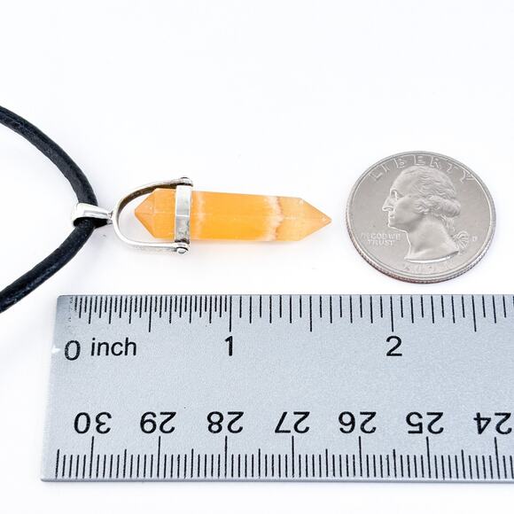 Vintage Sterling Silver 925 Orange Agate Point Pendant Necklace 19.5" - Picture 2 of 4